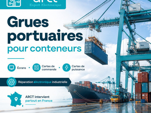 Grues portuaires pour conteneurs : ARCT Électronique répare vos cartes...